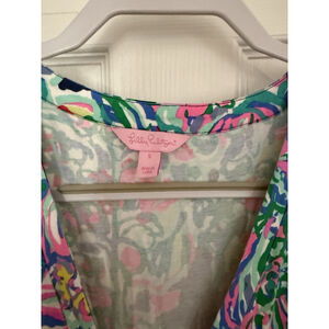 Lilly Pulitzer Wrap Maxi Dress Floral Sleeveless Tie Waist Colorful Size S